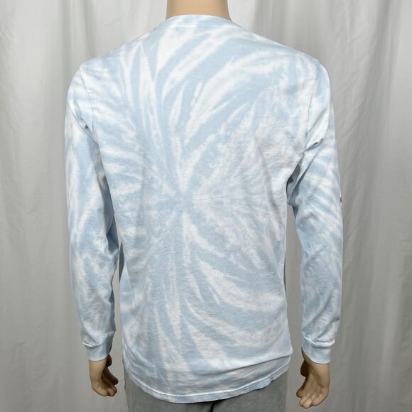 Volcom Men's Medium Blue White Tie Dye Stone Logo Modern Fit Long Sleeve T-Shirt - Picture 5 of 8